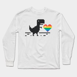 DINOSAURS NO CONNECTION PRIDE PIXEL ART LGBT IN LOVE Long Sleeve T-Shirt